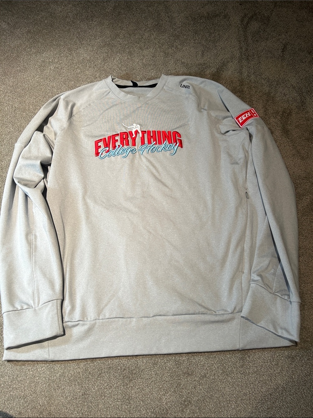 Everything College Hockey Men's Light Gray Crewneck Sweatshirt